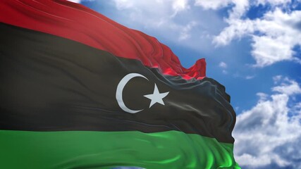 flag of Libya. close up of the Libyan flag. Libyan flag endless loop