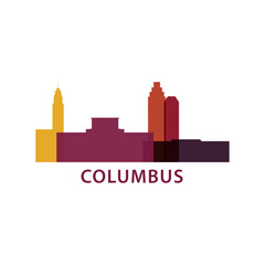 Obraz premium Columbus, Ohio logo, clip art with cityscape, skyline, panorama, skyscrapers. Vector flat isolated illustration. United States of America city image with landmarks and buildings