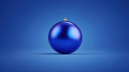 Fototapeta premium Royal Blue Background, A modern 3D Christmas greeting card design mockup. The composition features a soft, a soft royal blue gradient, suggesting a Christmas ornament. on a royal blue background.
