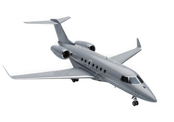 Obraz premium Silver private jet airplane isolated on transparent background representing luxury travel and corporate transportation