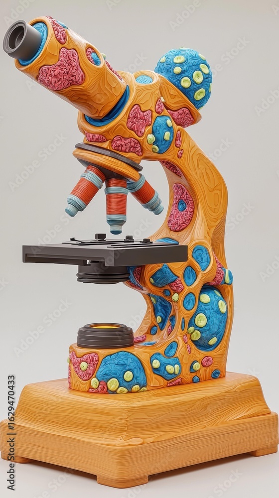 Poster microscope with colorful pattern. ai.
