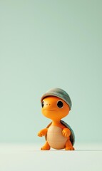 Cute turtle with a hat. AI.