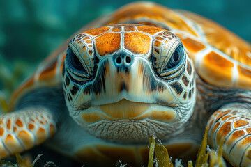 Fototapeta premium Close-up of a turtle's face.