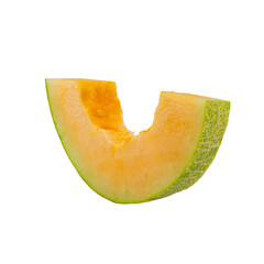 High Quality PNG Picture of cantaloupe slice, isolated on white background.