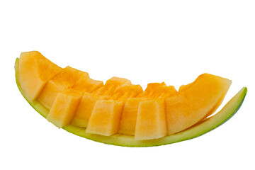 High Quality PNG Picture of cantaloupe slice, isolated on white background.