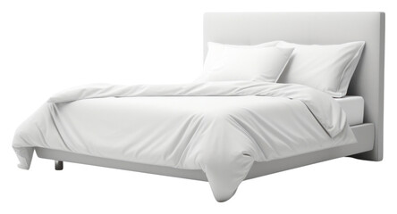 Obraz premium PNG Modern white bed furniture cushion bedroom.