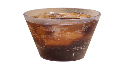 Cold cola soda drink with ice in glass