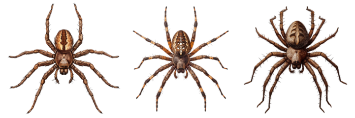 Set of Spider Isolated on Transparent Background. PNG.