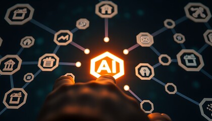 Fototapeta premium Glowing ai network connection artificial intelligence
