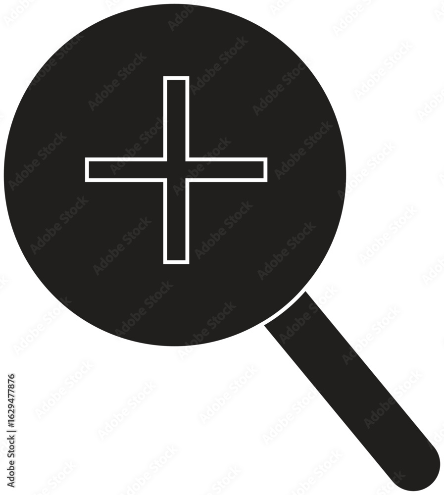 Poster magnifier icon representing zoom, search or exploration tool with transparent background