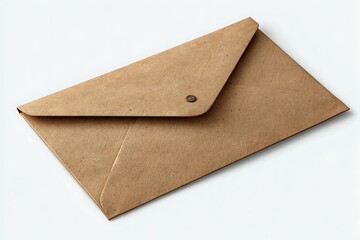 rustic brown kraft envelope mockup on white surface  
