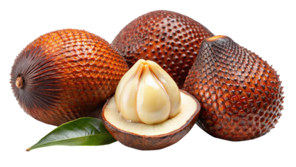 Salak fruit also known as snake fruit composition isolated on white background