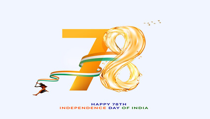 78th Year of Indian Independence Day. Happy Independence Day of India, a creative concept design useful for 15th August and 26th January. Mostly used by the food, beverage, and oil industries. 