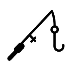 Fishing Rod Line And Hook Icon Design