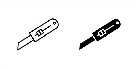 Flat vector icon set. design of paper cutter knife	
