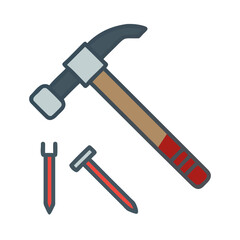 Hammer Nails Carpentry Tool Icon Design