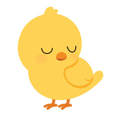 Adorable Yellow Chick Cartoon. Hand Drawn Vector Art.