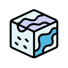 Ice Cube Frozen Block Icon Design