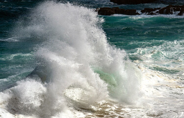 Crashing Ocean Wave with Foam