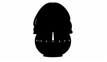 Silhouette of a matryoshka doll with visible details and a distinct shape on a plain white background