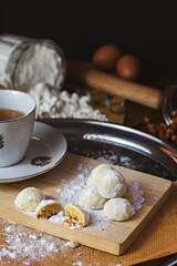 kue putri salju or snow white cookies. islamic cookies biscuit for eid mubarak tradition