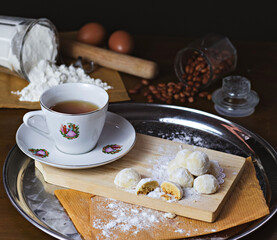 kue putri salju or snow white cookies. islamic cookies biscuit for eid mubarak tradition