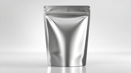 Silver foil is used to create blank zipper pouch packaging for food and cosmetic products, available as doy packs, pouches, sachets, or bags