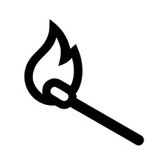 Matchstick Burning Flame Icon Design