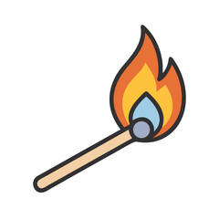 Matchstick Burning Flame Icon Design