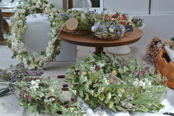 table with flowers in the garden