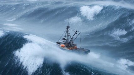 Fishing boat caught in massive ocean storm