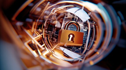 Secure Digital Lock with Technology Background in a Modern Design
