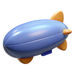 Fototapeta premium Cartoonish Blue Airship Graphic Playful Dirigible Design Isolated Blimp Illustration
