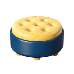 a round ottoman with tufted leather rendered
