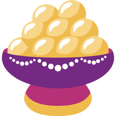 Flat Style Deepavali Laddoo Sweet Bowl Vector