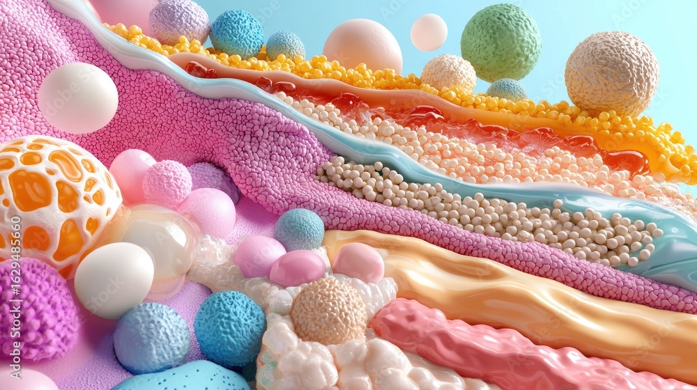 Aufkleber colorful abstract background of fluid shapes and textures with vibrant patterns and soft pastels
