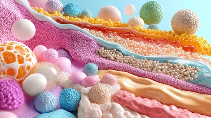 Colorful Abstract Background of Fluid Shapes and Textures with Vibrant Patterns and Soft Pastels