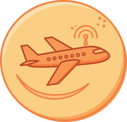 Fototapeta premium Orange Airplane with Wireless Connectivity Icon.