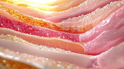 Vibrant Layers of Abstract Cellular Structures Highlighting Colorful Textures and Depth in a Fluid Environment