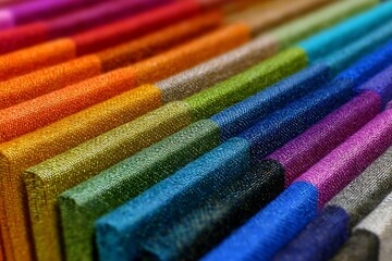 bold fabric swatches in gradient for creative fashion  

