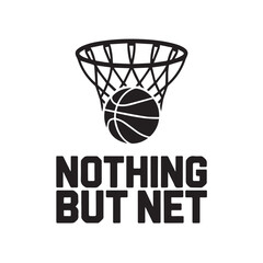 Nothing But Net Basketball Hoop and Ball Graphic Design