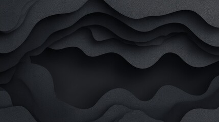 Fototapeta premium The design of the abstract black wave pattern background includes a curve, element, graphic, and illustration