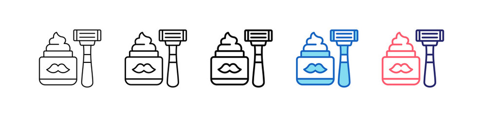 Shaving Cream Icon In 5 Different Styles Set Collection.   