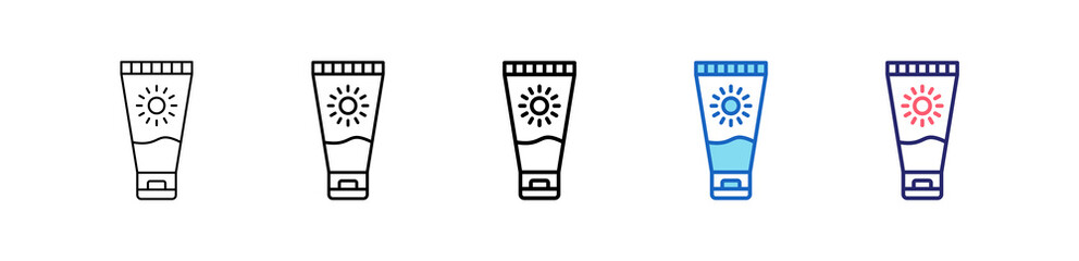 Sunscreen Icon In 5 Different Styles Set Collection.   