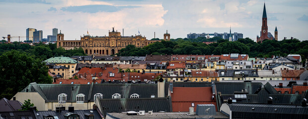Panoramic Cityscape with Historical and Modern Architecture in Bayern, Germany