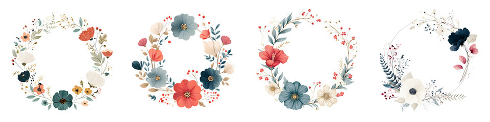 Floral Wreath Watercolor Collection: Elegant Designs for Invitations and Decoration