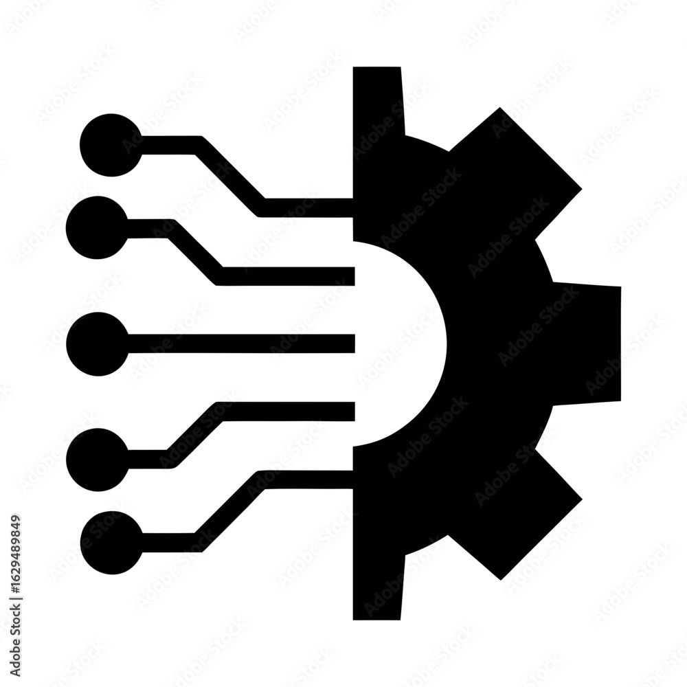Aufkleber digital transformation technology gear icon for automation process and engineering design