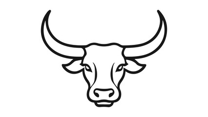 very simple icon of a bull with big horns, very simple symbol of a bull face with big horns line art vector illustration