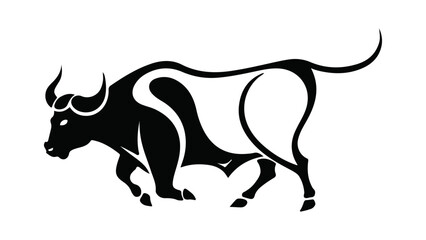 Stylized Black Bull Illustration Representing Strength, Confidence, and Determination, Artistic depiction of a black bull with abstract lines symbolizing power, perseverance, and prosperity