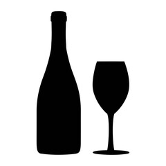 Wine bottle and glass vector illustration for wine tasting event and celebration designs art drawing